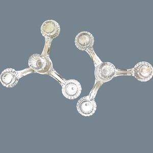 EAPG Cambridge Elegant Glass 3 Arms 4 Candles Holder Set Of 2‎ Centerpiece Stack